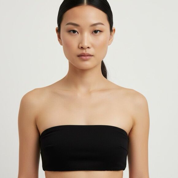 NWT WeWoreWhat black strapless bandeau top Size M - Picture 1 of 6